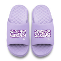 Unisex Golden State Warriors ISlide Lavender Bubble Letters Motive Slide Sandals