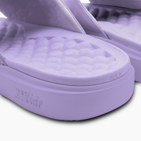 Unisex Golden State Warriors ISlide Lavender Bubble Letters Motive Slide Sandals