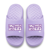 Unisex New York Knicks ISlide Lavender Bubble Letters Motive Slide Sandals