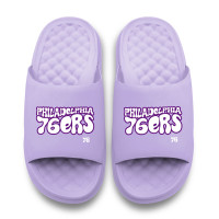 Unisex Philadelphia 76ers ISlide Lavender Bubble Letters Motive Slide Sandals
