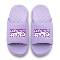 Unisex San Antonio Spurs ISlide Lavender Bubble Letters Motive Slide Sandals
