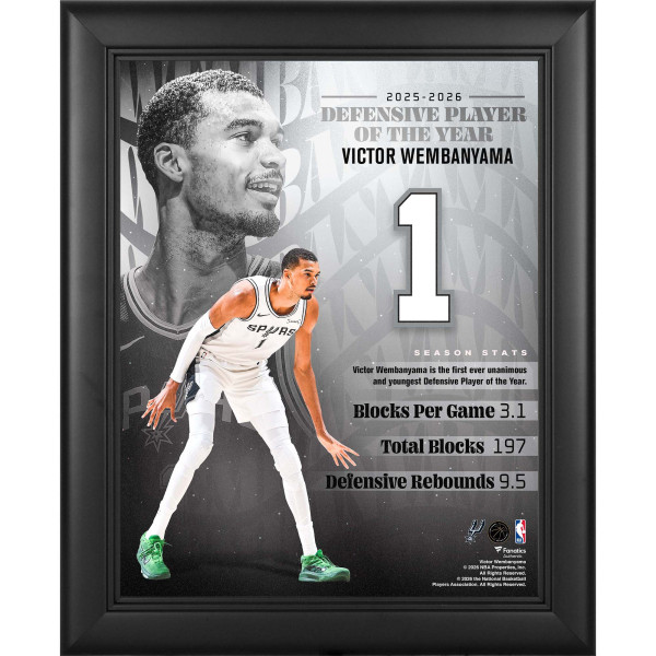 Victor Wembanyama San Antonio Spurs Fanatics Authentic Framed 13 x 16 2025-26 NBA Defensive of the Year Collage