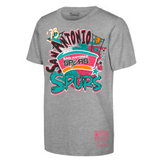 Подростковая San Antonio Spurs Mitchell & Ness Heather Gray Hardwood Classics Play by Play T-Shirt