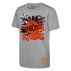 Подростковая New York Knicks Mitchell & Ness Heather Gray Hardwood Classics Play by Play T-Shirt