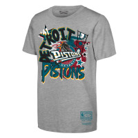 Подростковая Detroit Pistons Mitchell & Ness Heather Gray Hardwood Classics Play by Play T-Shirt