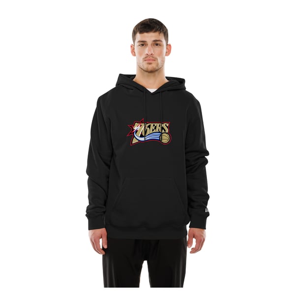 Толстовка Philadelphia 76ers New Era Black Front Back Logo