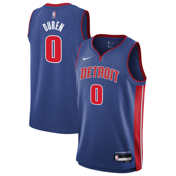Подростковая Detroit Pistons Jalen Duren Nike Blue Swingman Jersey - Icon Edition