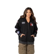 Толстовка Unisex Philadelphia 76ers The Wild Collective Black Logo Sleeve Full-Zip