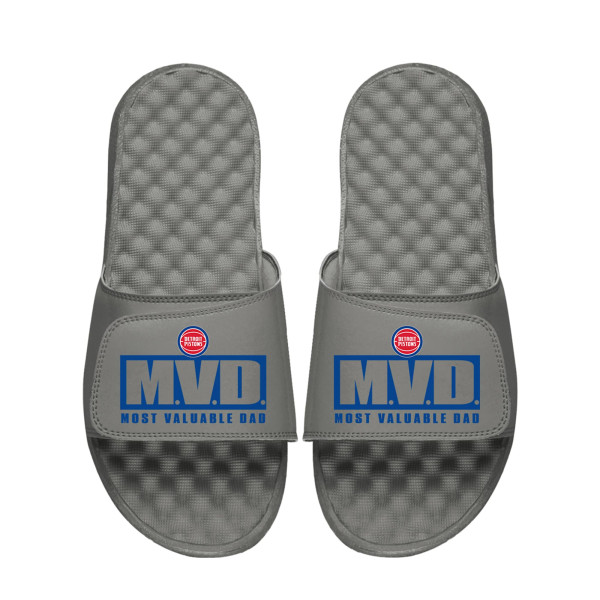 Unisex Detroit Pistons ISlide Gray Most Valuable Dad Slide Sandals
