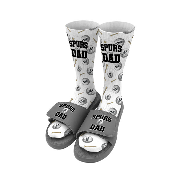 Unisex San Antonio Spurs ISlide Golf Dad Socks & Slide Sandals Bundle