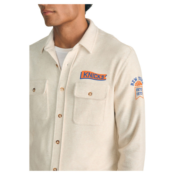 New York Knicks Cream Legend Sweater Button-Up Shirt