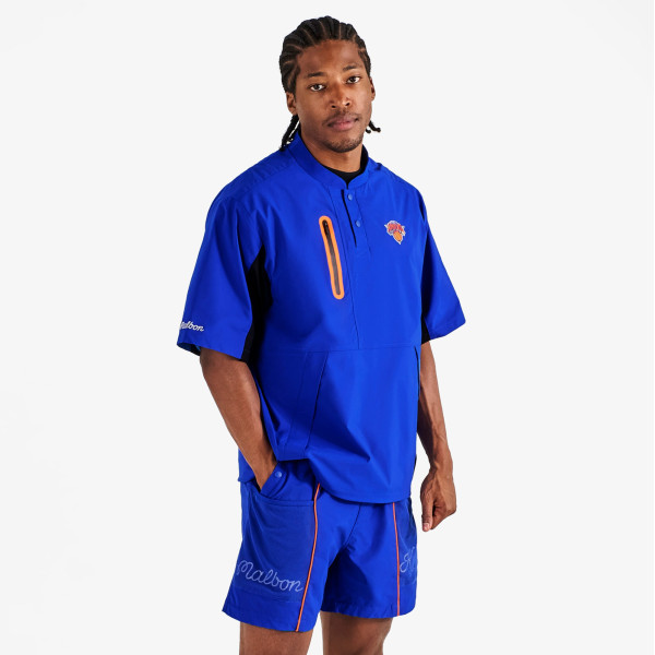 Malbon Golf x New York Knicks Blue Rucker Blade Button-Up Short Sleeve Windshirt