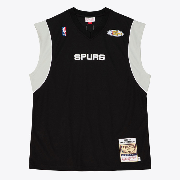 San Antonio Spurs Mitchell & Ness Black 2002-03 Black Authentic Sleeveless Shooting Shirt