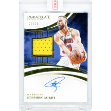 Карточка Stephen Curry Golden State Warriors Autographed 2024-25 Panini Immaculate Collection Patch Game-Used Relic #PAU-SCU #21/25