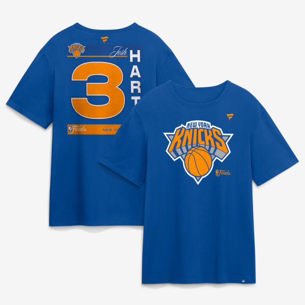 Футболка New York Knicks Josh Hart Blue 2026 NBA Finals Name & Number Legacy