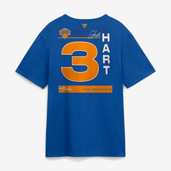 Футболка New York Knicks Josh Hart Blue 2026 NBA Finals Name & Number Legacy