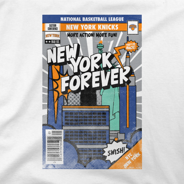 Футболка Unisex New York Knicks Stadium Essentials White Comic Book Cover Boxy