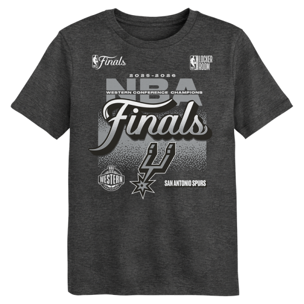Футболка Preschool San Antonio Spurs Outerstuff Charcoal 2026 NBA Western Conference Champions Authentic Locker Room