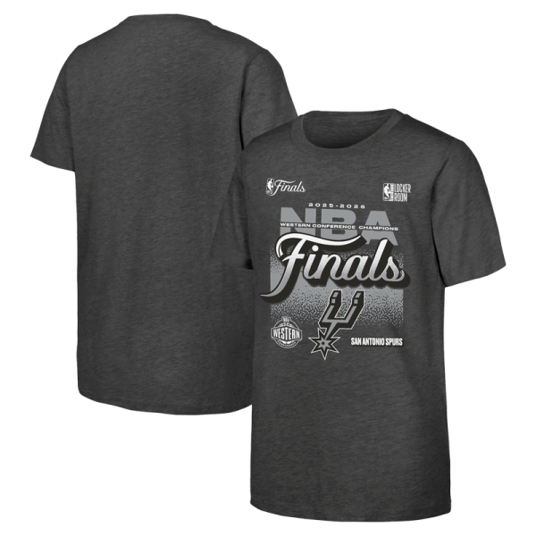 Подростковая San Antonio Spurs Outerstuff Charcoal 2026 NBA Western Conference Champions Authentic Locker Room T-Shirt