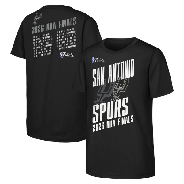Подростковая San Antonio Spurs Outerstuff Black 2026 NBA Finals Roster T-Shirt