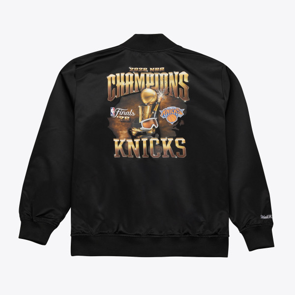 Куртка New York Knicks Mitchell & Ness Black 2026 NBA Finals Champions Satin Full-Snap