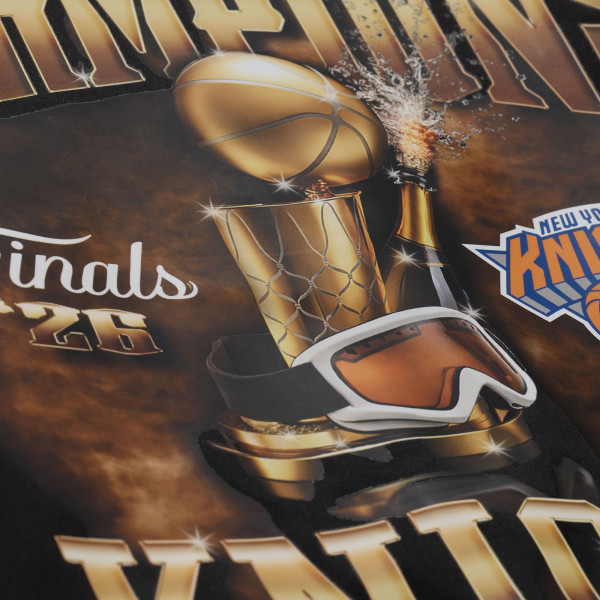 Куртка New York Knicks Mitchell & Ness Black 2026 NBA Finals Champions Satin Full-Snap