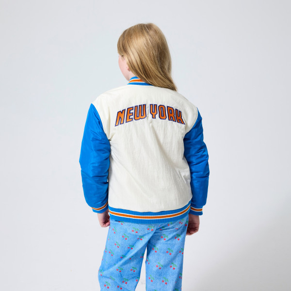 Подростковая New York Knicks Terez Cream Full-Snap Bomber Jacket