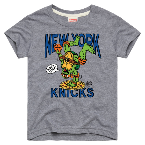Подростковая New York Knicks x Teenage Mutant Ninja Turtles Homage Gray Michelangelo Tri-Blend T-Shirt