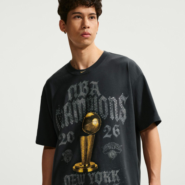 Футболка New York Knicks Nike Gray 2026 NBA Finals Champions Authentic Locker Room Limited Edition On Court