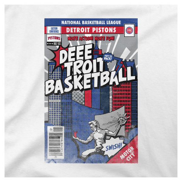 Подростковая Detroit Pistons Stadium Essentials White Comic Book Cover T-Shirt