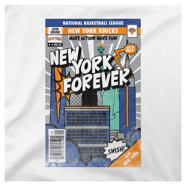 Подростковая New York Knicks Stadium Essentials White Comic Book Cover T-Shirt
