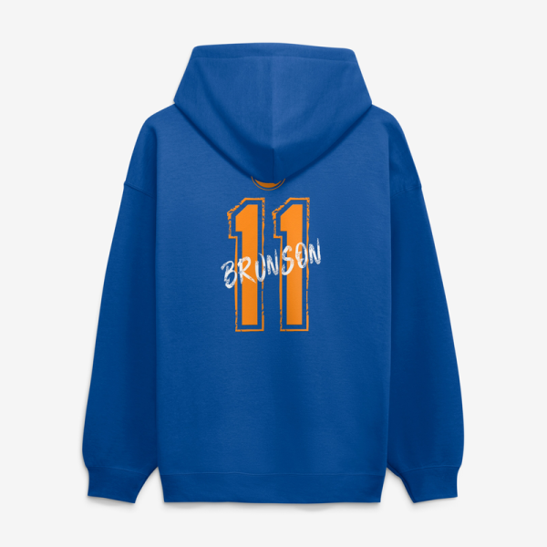 Толстовка New York Knicks Jalen Brunson Blue Hustle Name & Number