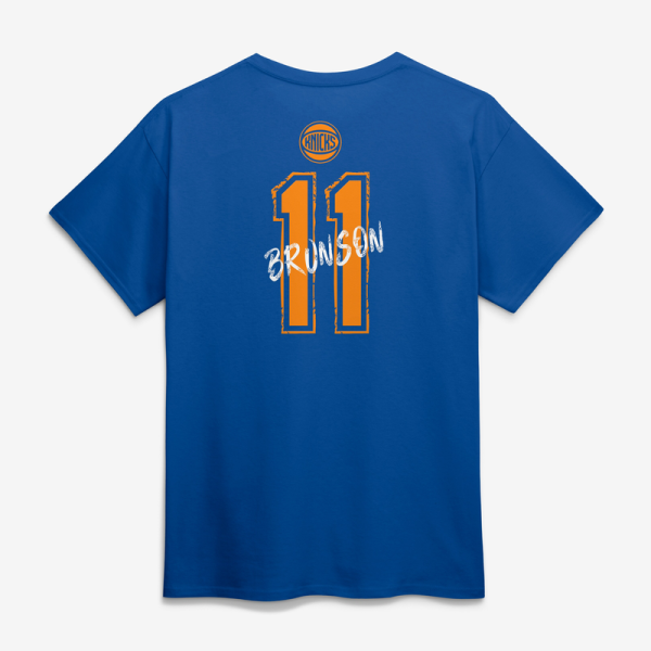 Футболка New York Knicks Jalen Brunson Blue Hustle Name & Number