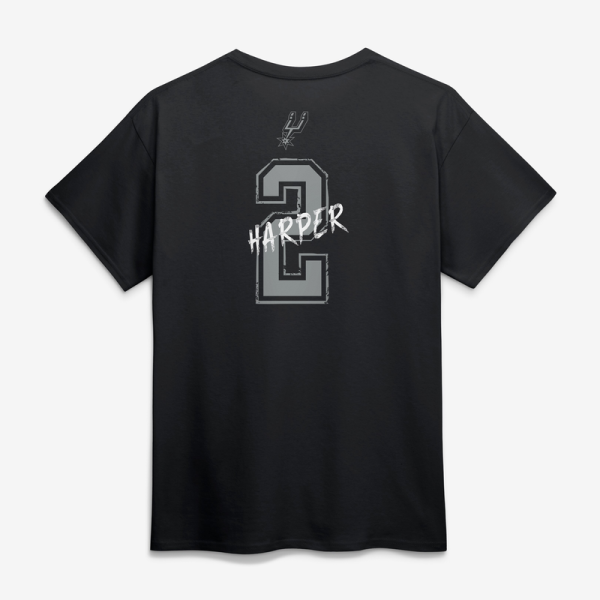 Футболка San Antonio Spurs Dylan Harper Black Hustle Name & Number