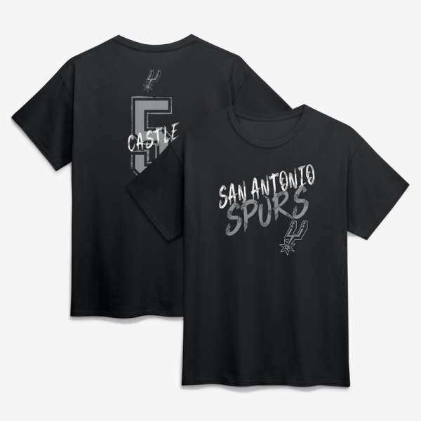 Футболка San Antonio Spurs Stephon Castle Black Hustle Name & Number
