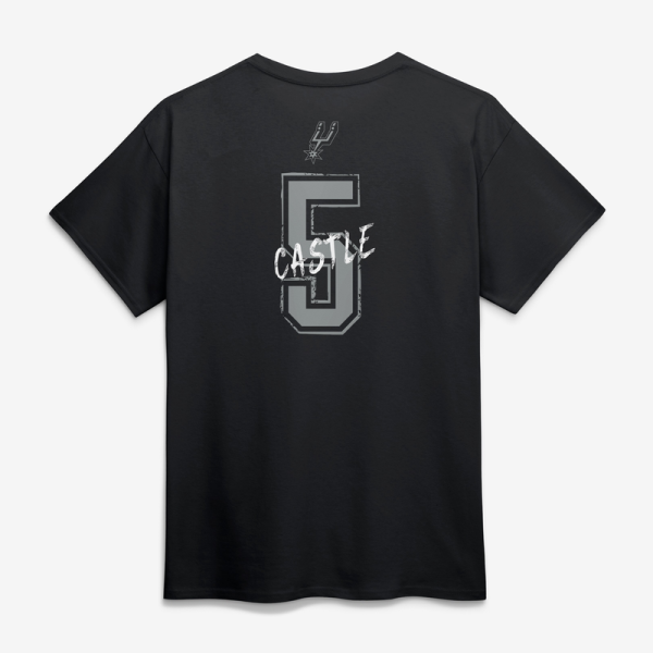 Футболка San Antonio Spurs Stephon Castle Black Hustle Name & Number