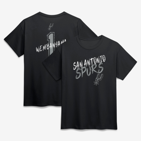 Футболка San Antonio Spurs Victor Wembanyama Black Hustle Name & Number