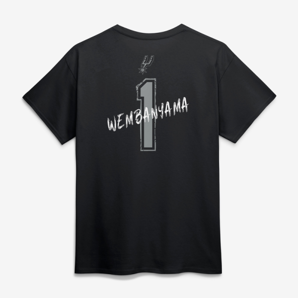 Футболка San Antonio Spurs Victor Wembanyama Black Hustle Name & Number