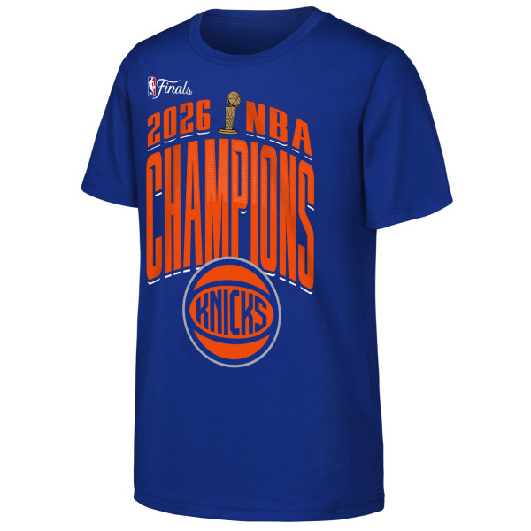 Подростковая New York Knicks Outerstuff Blue 2026 NBA Finals Champions Bold Teamwork T-Shirt