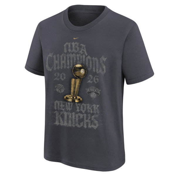 Подростковая New York Knicks Nike Anthracite 2026 NBA Finals Champions Limited Edition Locker Room T-Shirt