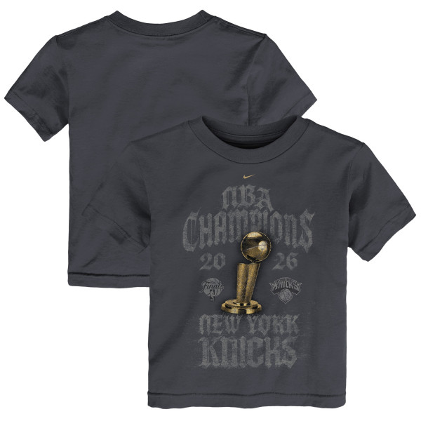 Детская New York Knicks Nike Anthracite 2026 NBA Finals Champions Limited Edition Locker Room T-Shirt