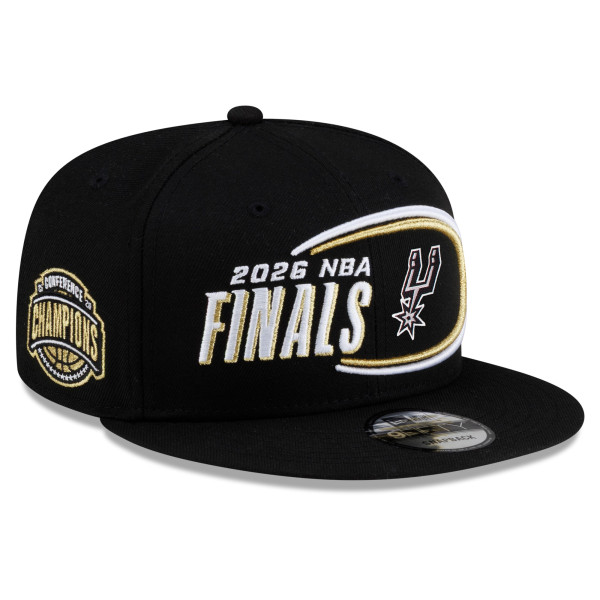 Бейсболка San Antonio Spurs New Era Black 2026 Western Conference Champions Locker Room 9FIFTY