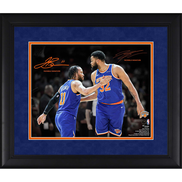 Фото Jalen Brunson & Karl-Anthony Towns New York Knicks Facsimile Signature Fanatics Authentic Framed 11 x 14 Spotlight
