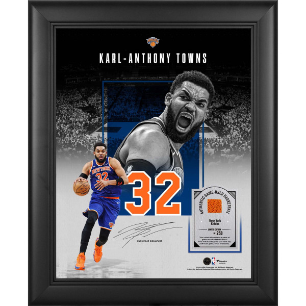 Мяч с игры Karl-Anthony Towns New York Knicks Facsimile Signature Fanatics Authentic Framed 11 x 14 Showcase Collage with a Piece of - Limited Edition of 250