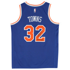Джерси с автографом Karl-Anthony Towns New York Knicks Fanatics Authentic Blue Nike Icon Edition Swingman with 26 ECF Champs' Inscription