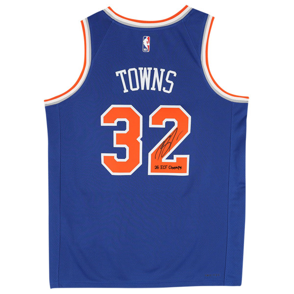 Джерси с автографом Karl-Anthony Towns New York Knicks Fanatics Authentic Blue Nike Icon Edition Swingman with 26 ECF Champs' Inscription