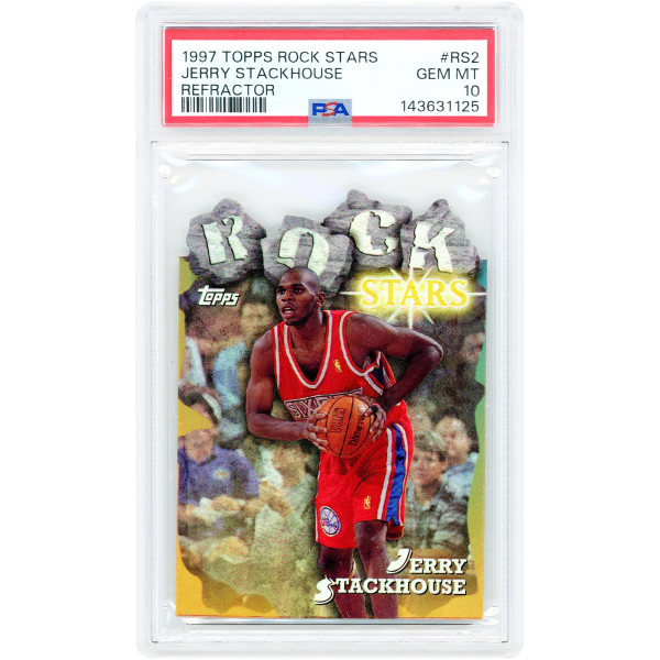 Карточка Jerry Stackhouse Philadelphia 76ers 1997-98 Topps Rock Stars Refractor #RS2 PSA Authenticated 10