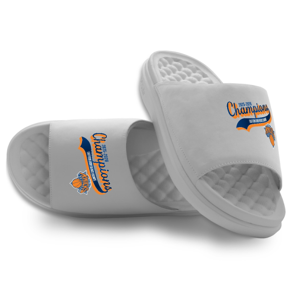Unisex New York Knicks ISlide Gray 2026 NBA Eastern Conference Champions Motive Slide Sandals