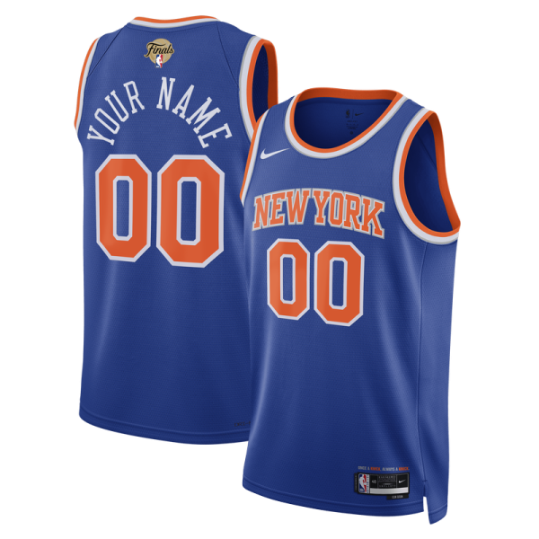 Именная джерси Unisex New York Knicks Nike Blue 2026 NBA Finals Patch Swingman - Icon Edition