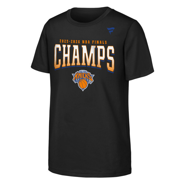 Подростковая New York Knicks Fanatics Black 2026 NBA Finals Champions Trophy Signature Roster T-Shirt